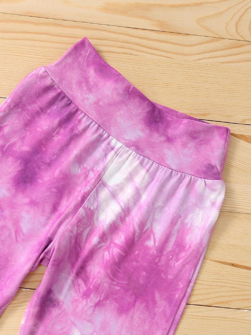 2 Stk Baby Piger Hættetrøje Tie Dye Langærmet Pullover Sweatshirt & Buksesæt