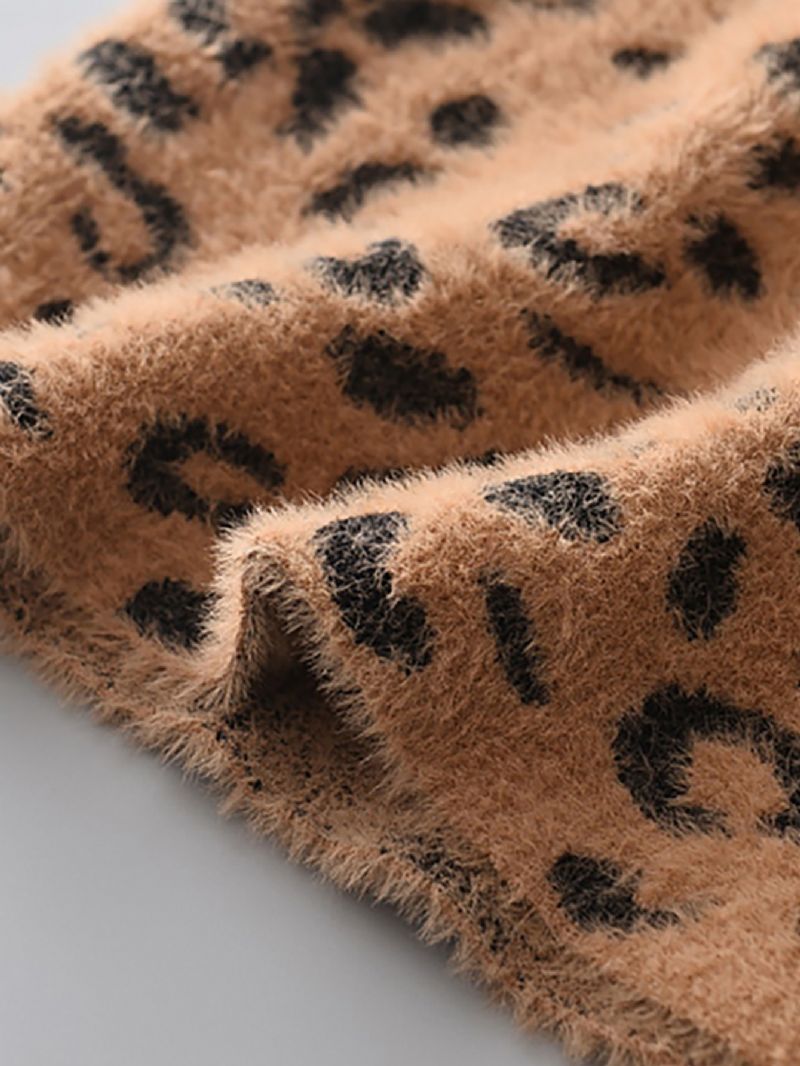 2 Stk Børne-nederdelsæt Efterår Vinter Børnedyremønster Mink Fleece Sweater Leopardprint Nederdelsæt