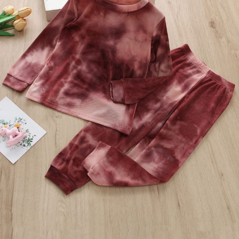 2 Stk. Toddler Piger Casual Dress Tie Dye Print Langærmede Bukser Sæt