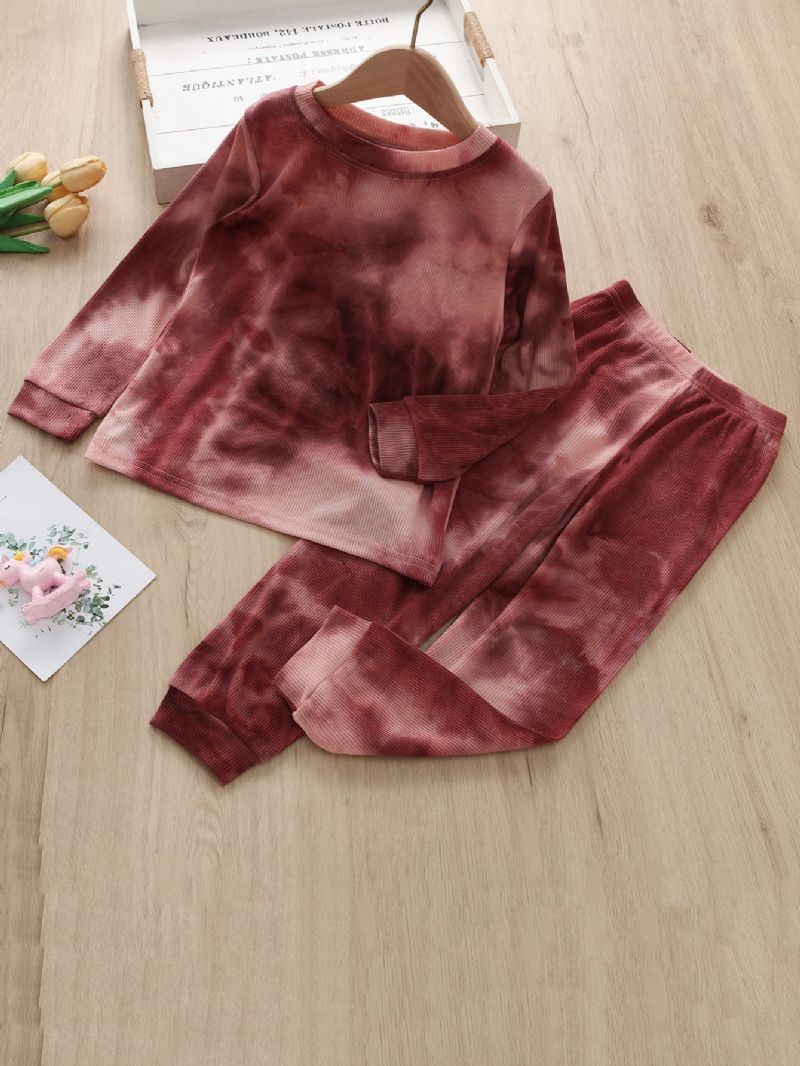 2 Stk. Toddler Piger Casual Dress Tie Dye Print Langærmede Bukser Sæt