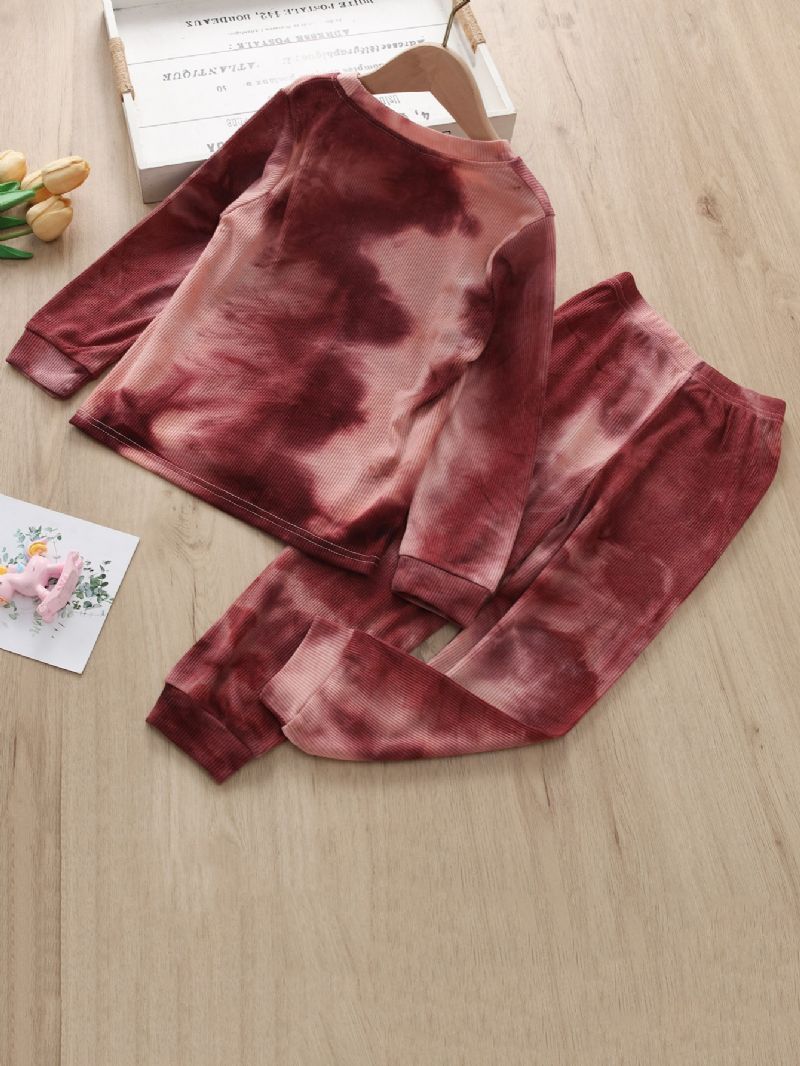 2 Stk. Toddler Piger Casual Dress Tie Dye Print Langærmede Bukser Sæt