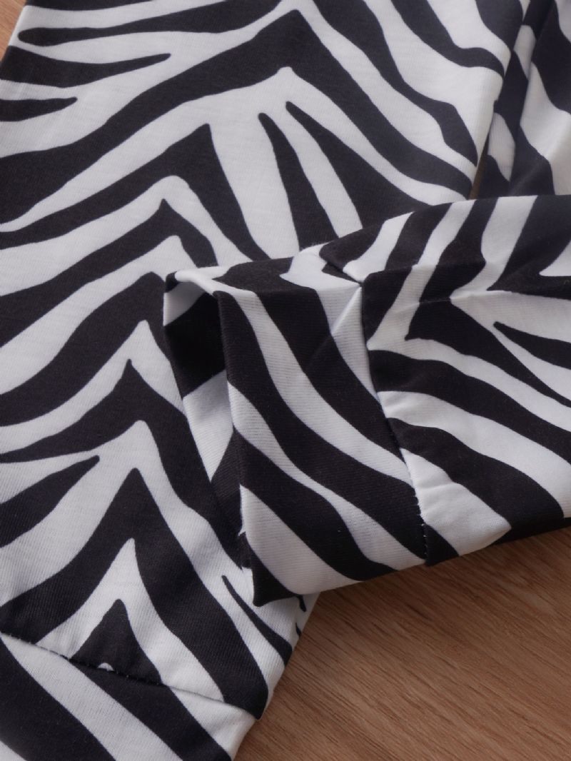 2023 Efterår Vinter Nye Piger Casual Søde Dyre Zebra Print Langærmede Bukser 2 Sæt