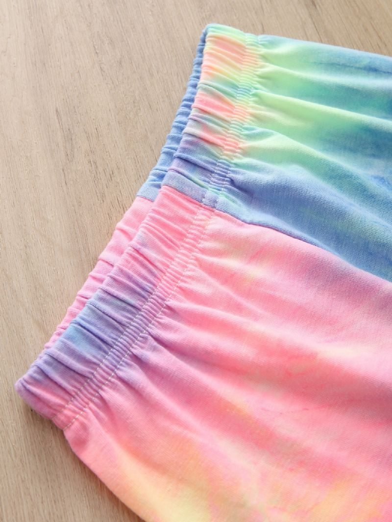 2023 Efterår Vinter Nye Piger Fritidstøj Rainbow Tie-dye Print Langærmede Bukser Sæt