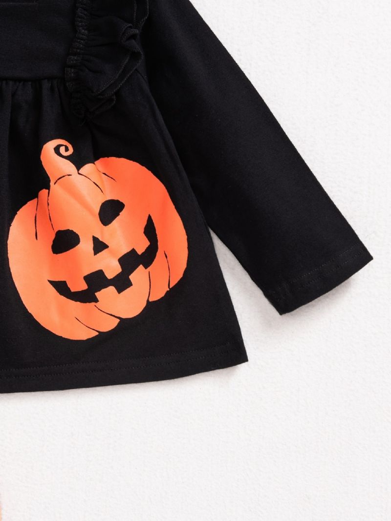 2ps Piger Halloween Black Pumpkin Top & Ghost Pants Set