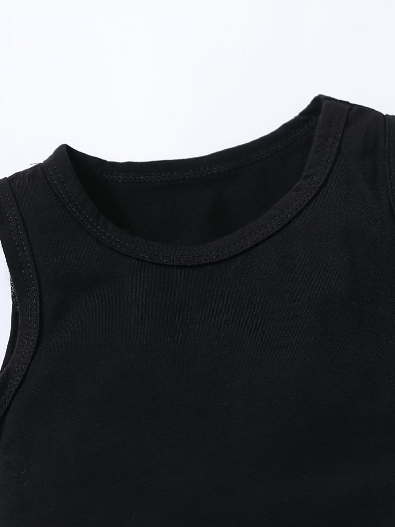 Ærmeløs Crop Tanktop Til Piger + Afslappet Buksesæt Børnetøj Outfits