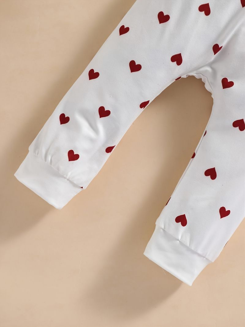 Baby Drenge Piger Hjerte Print Langærmede Sweatshirts Toppe & Bukser Sæt Undertøj Pyjamas Sæt
