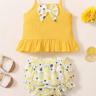 Baby Piger Camisole Citron Print Shorts Sæt