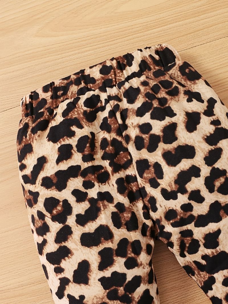 Baby Piger Hættetrøje + Matchende Bukser Sæt Med Leopard Mønster Til Vinter Babytøj Outfit