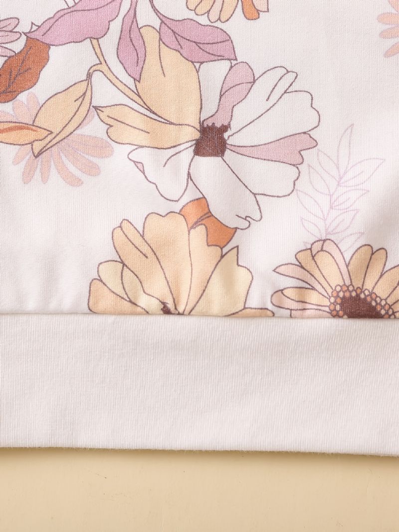 Baby Piger Søde Blomsterprint Langærmet Sweatshirt Top Elastiske Talje Bukser Sæt Tøj