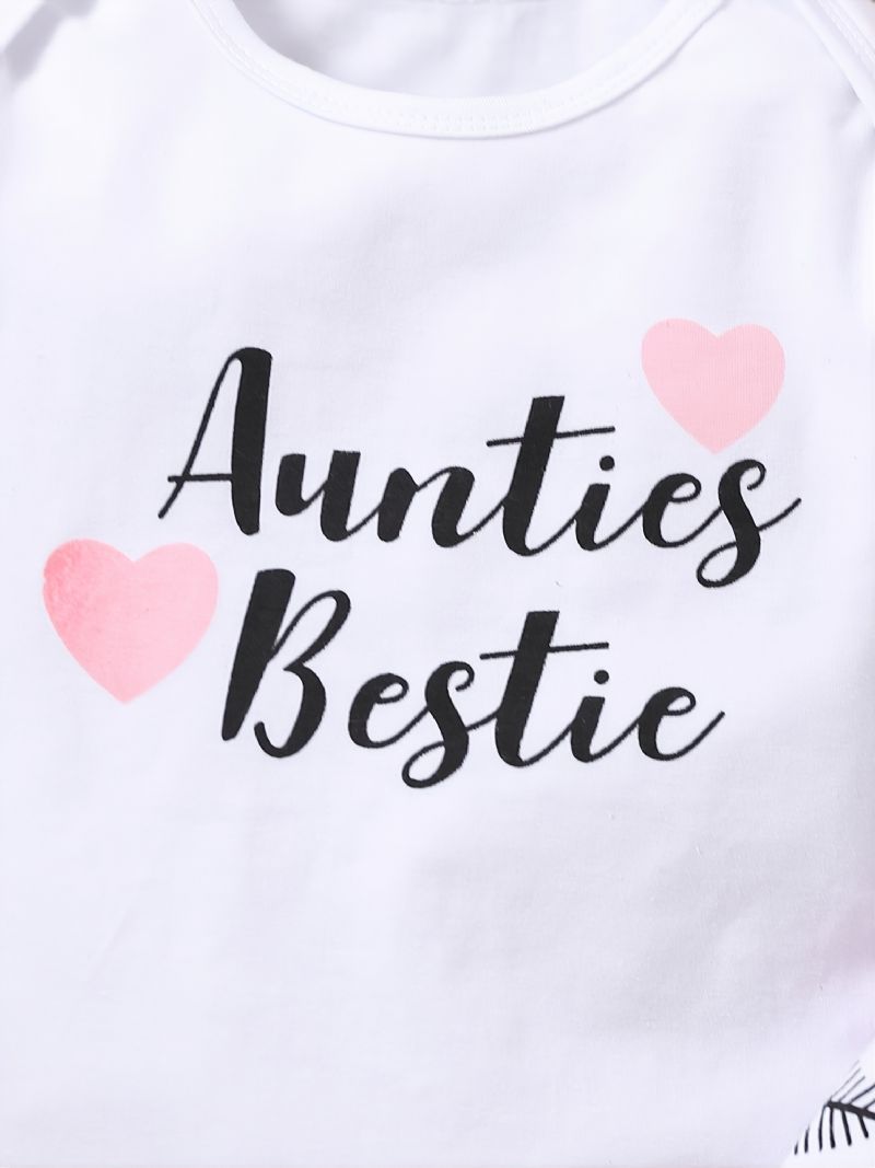 Babypige Valentinsdag Langærmet Bodysuit & Hjerteprint Bukser & Hatte & Pandebånd