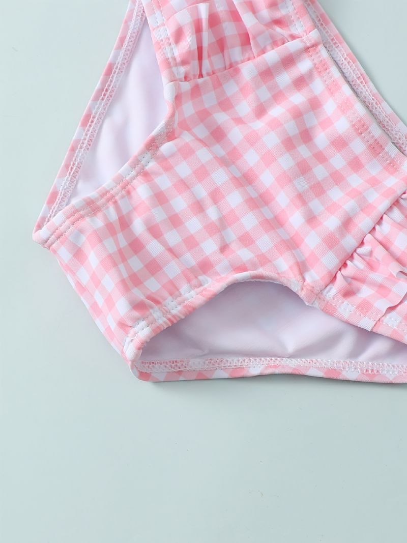 Babypiger Badedragt Flæse Plaid Camisole + Underdele Sæt Babytøj Til Ferie