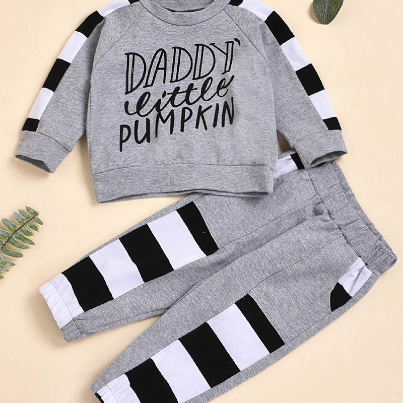 Babypiger Plaid Patchwork Sweatshirt + Joggingbukser Sæt Til Vinter Babytøj