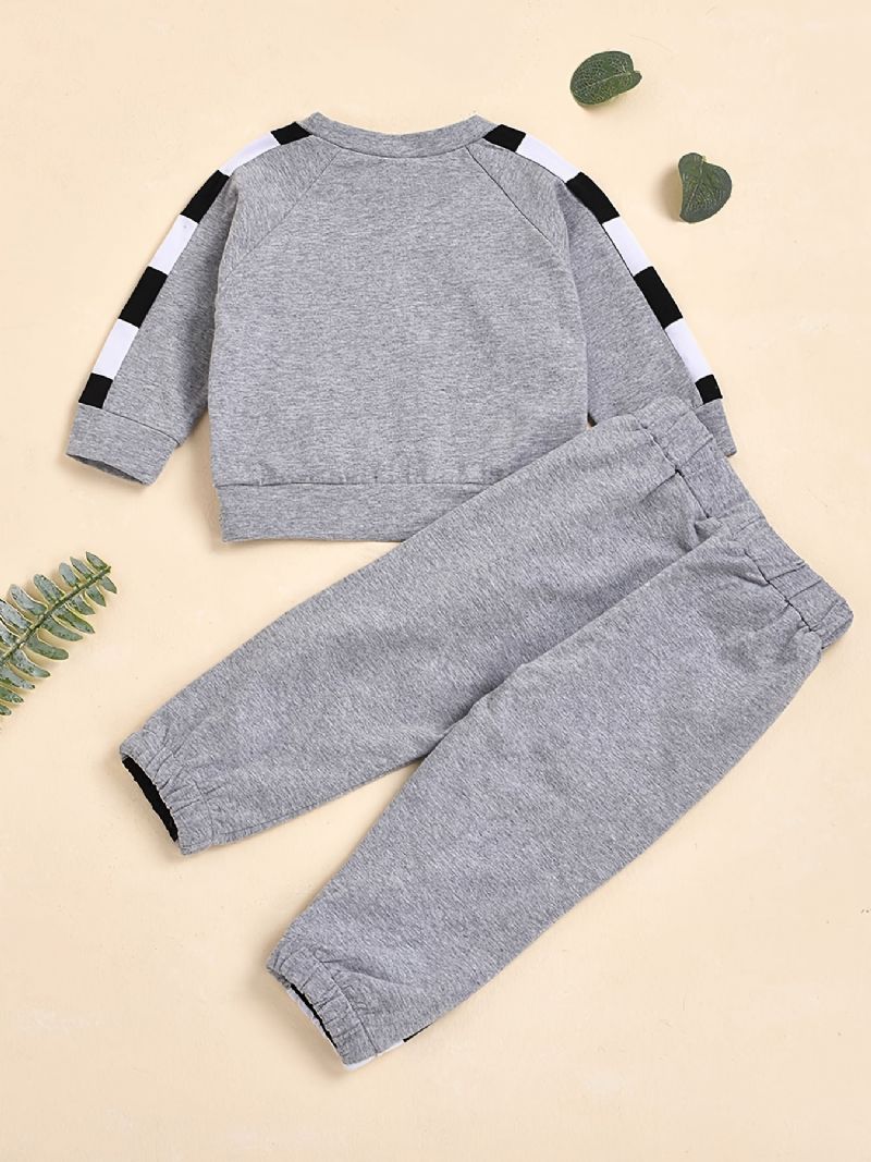 Babypiger Plaid Patchwork Sweatshirt + Joggingbukser Sæt Til Vinter Babytøj