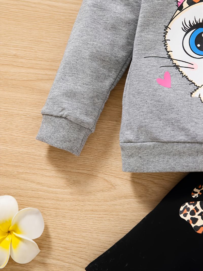 Babypiger Pullover Søde Tegneseriedyr Print Sweatshirt & Bukser Børnetøj