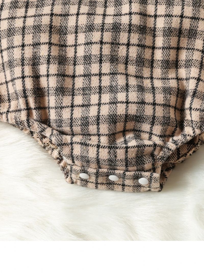 Babypiger Vintage Sødt Sæt Med Plaid Buksebukser & Elastisk Taljenederdel Til Vinter