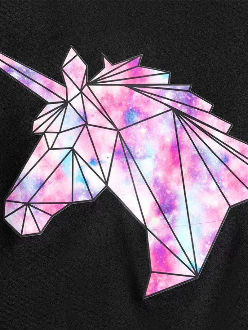 Efterår Vinter Piger Casual Unicorn Sweatshirt Bukser 2 Stk Sæt