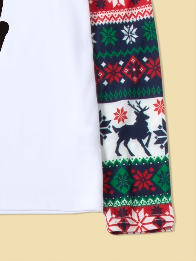 Juleforældre-barn Casual Santa Elk Print Pyjamassæt