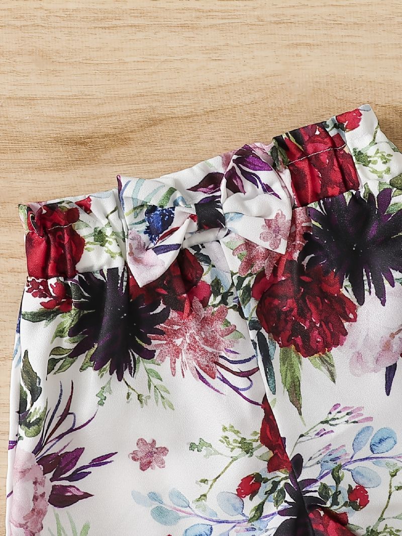 Kortærmet Top Til Piger + Matchende Shorts Med Blomstermønster Børnetøj Babytøj Jul