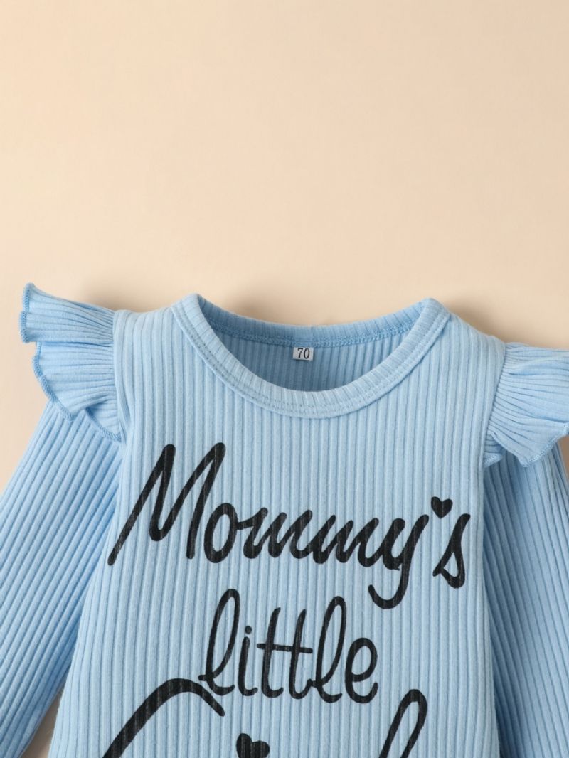 Nyfødte Babypiger Bodysuit & Blomsterbukser & Pandebånd Sæt Mommy's Little Piger