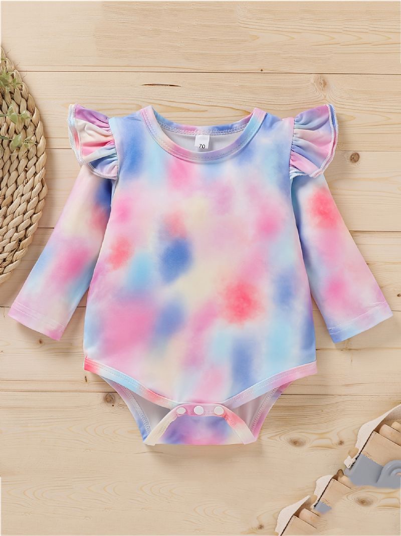 Nyfødte Babypiger Tie Dye Print Romper + Bukser Outfit Babytøj Sæt