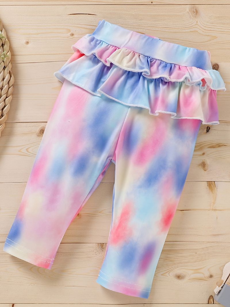 Nyfødte Babypiger Tie Dye Print Romper + Bukser Outfit Babytøj Sæt