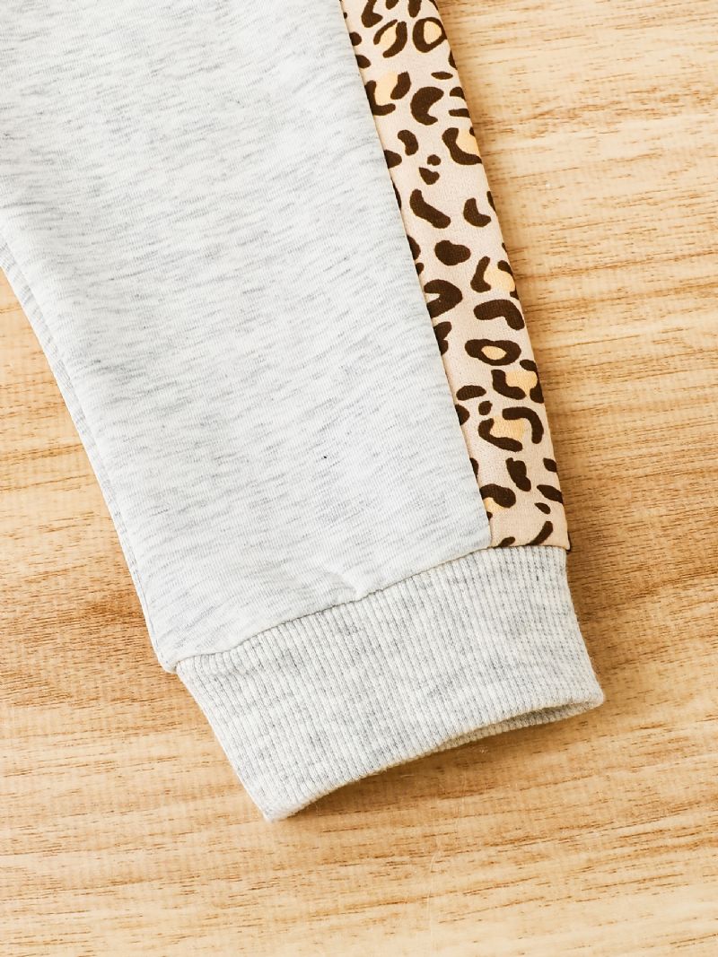 Piger Casual Leopard Unicorn Print Sæt Med Color Block Pullover Sweatshirt & Sweatpants