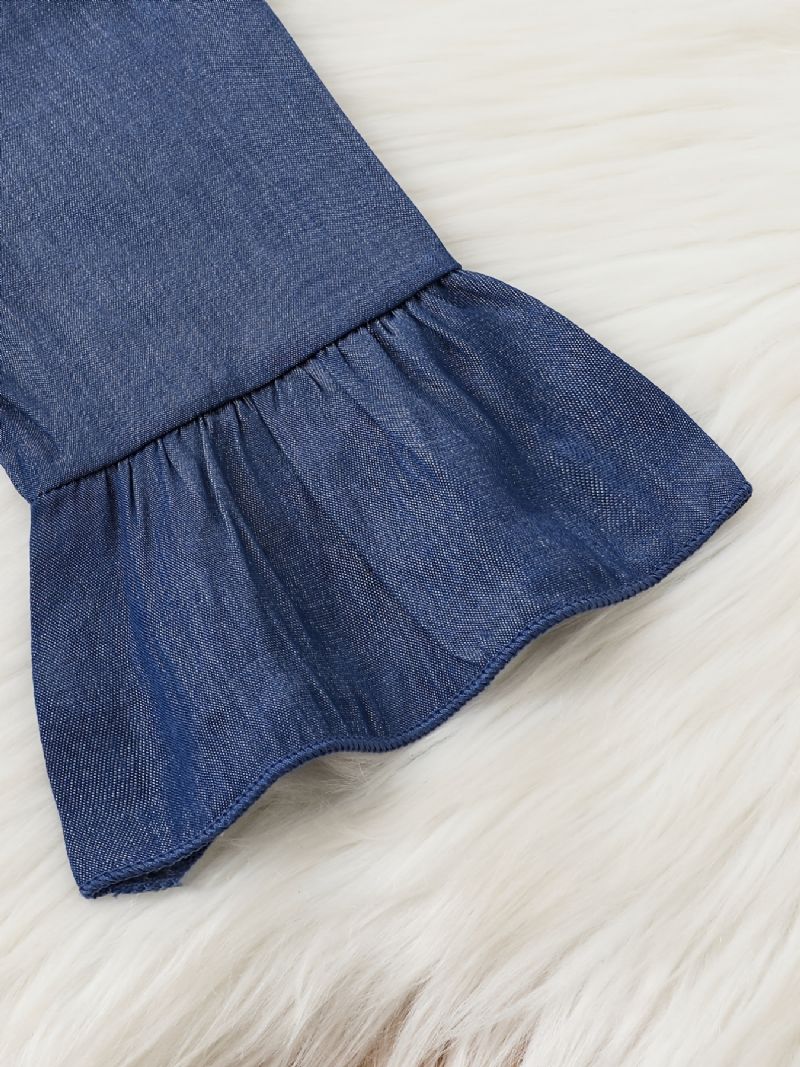 Piger Denim Blonde Langærmede Top & Flared Bukser Sæt