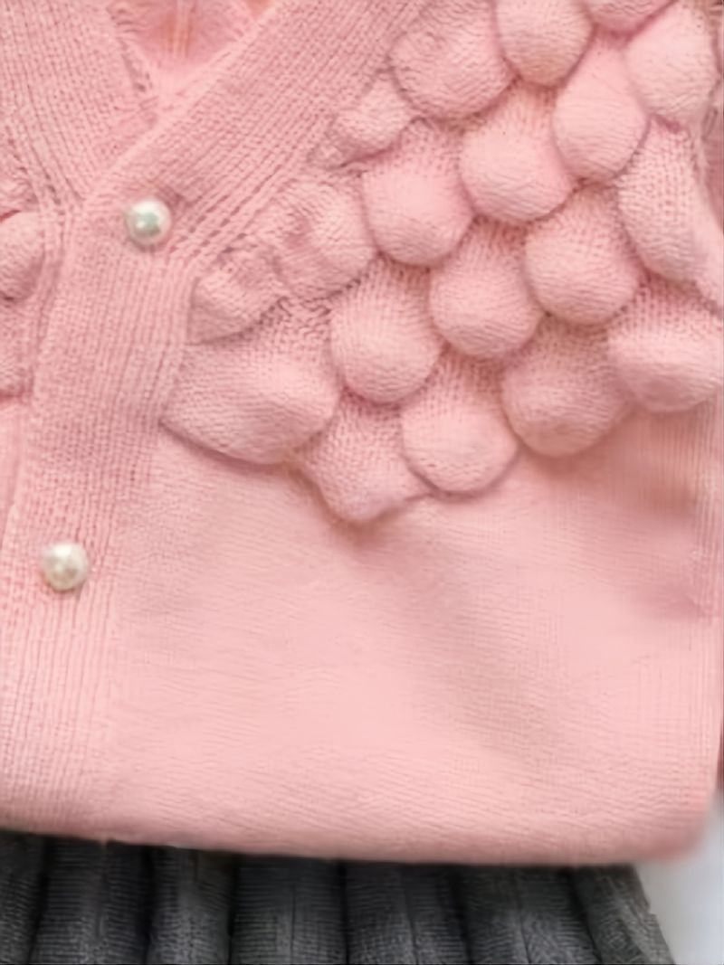 Piger Ensfarvet Afslappet Pink Sweater Grå Plisseret Nederdel Sæt