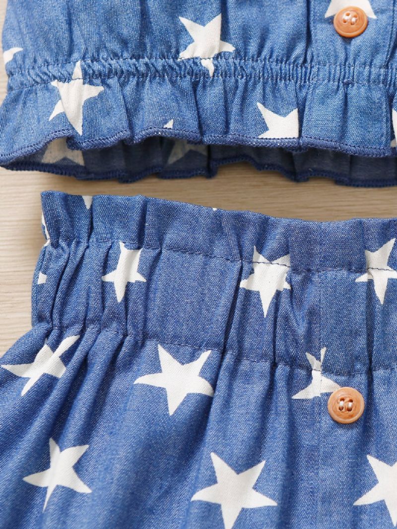 Piger Flæser Camisole Star Print & Shorts & Pandebånd Sæt