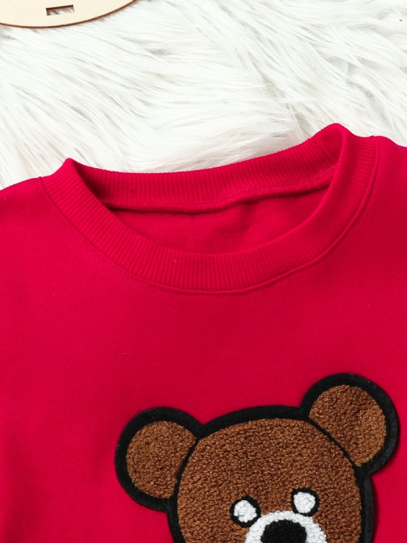 Piger Fleece Bear Sweatshirt Nederdel Sæt