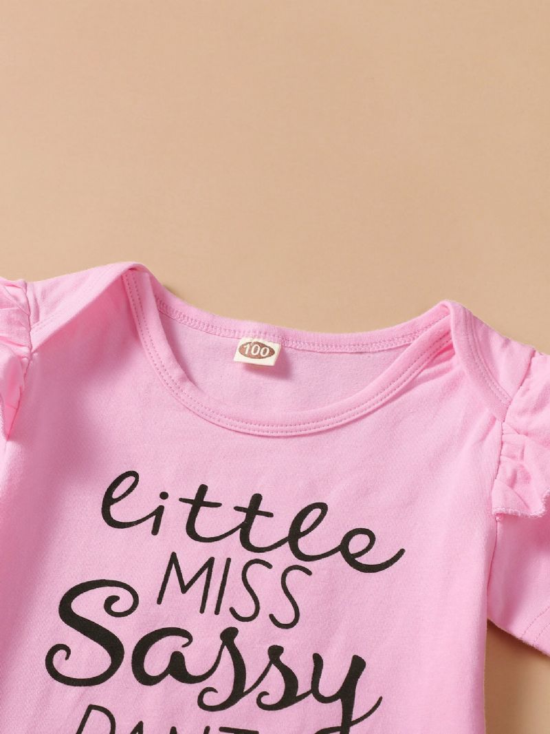 Piger Little Miss Sassy Kortærmede Floral Flare Bukser Sæt