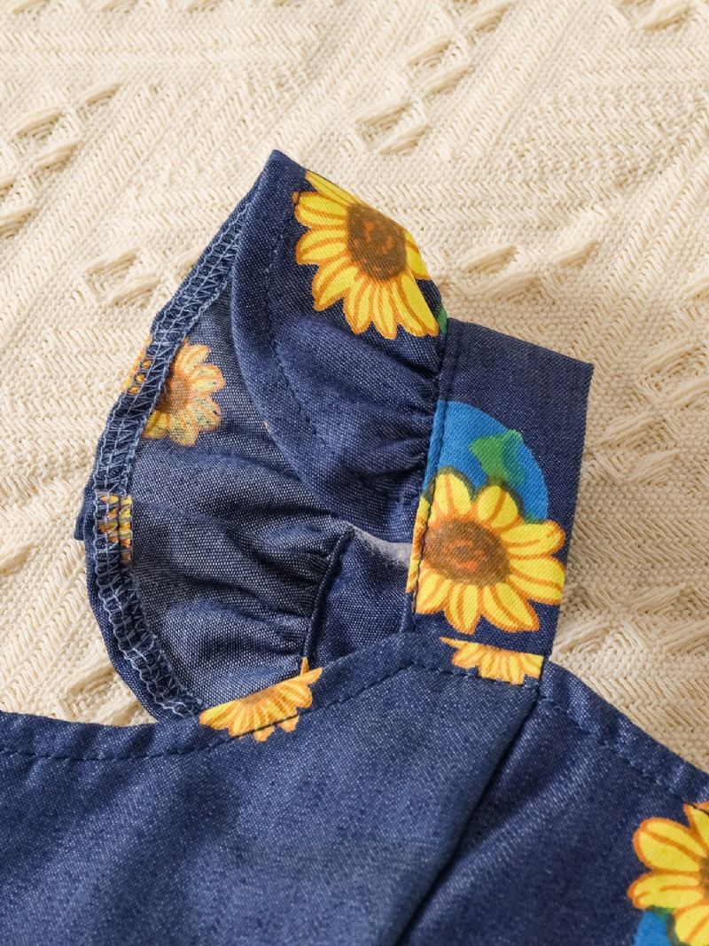 Piger Mode Blomsterprint Denim Top Shorts Sæt