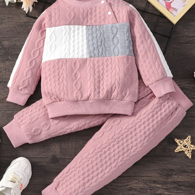 Piger Patchwork Langærmet Sweatshirt & Matchende Bukser Sæt