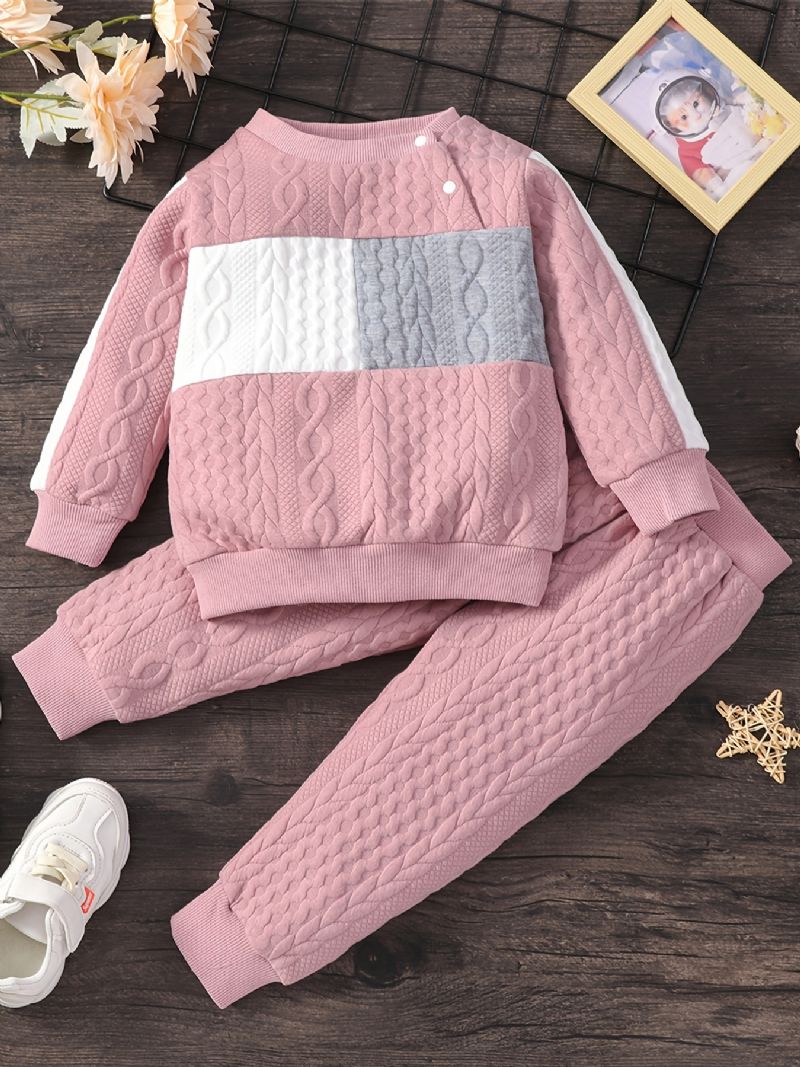 Piger Patchwork Langærmet Sweatshirt & Matchende Bukser Sæt