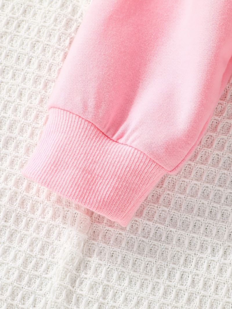 Piger Pink Langærmet Sweatshirt + Shorts Sæt Børnetøj