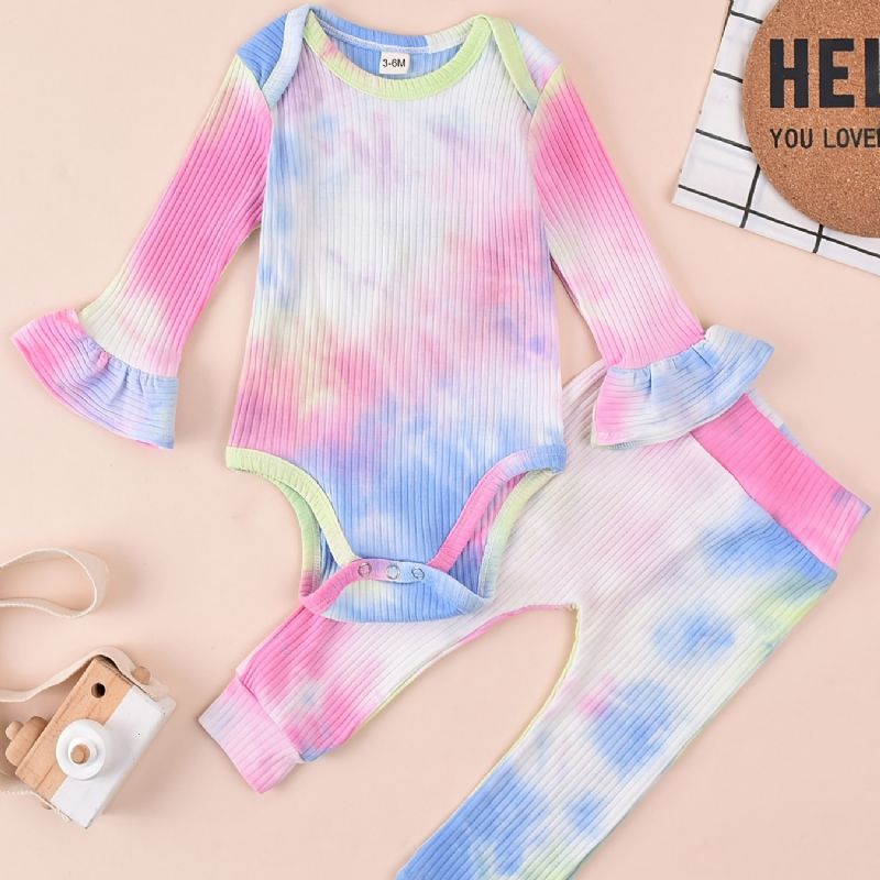 Piger Tie Dye Langærmet Bodysuit Bukser Sæt