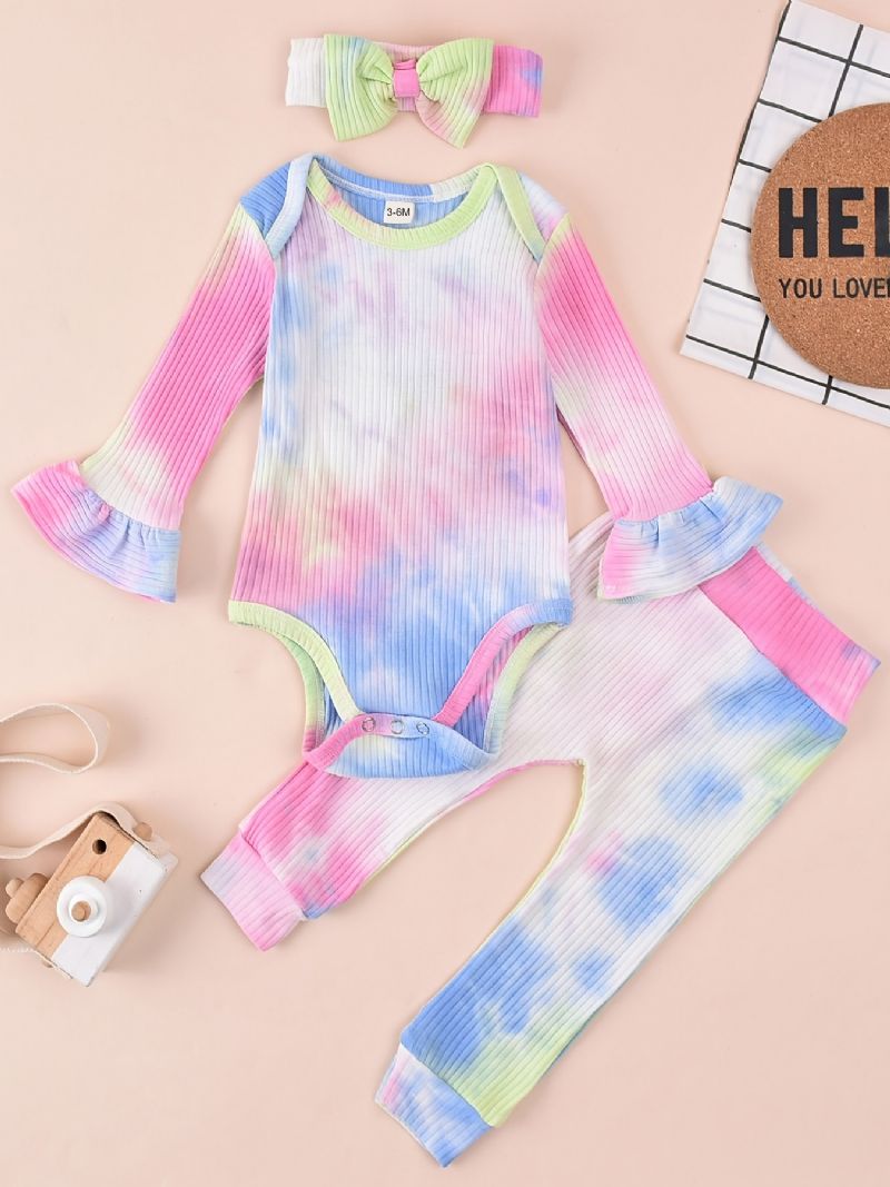 Piger Tie Dye Langærmet Bodysuit Bukser Sæt