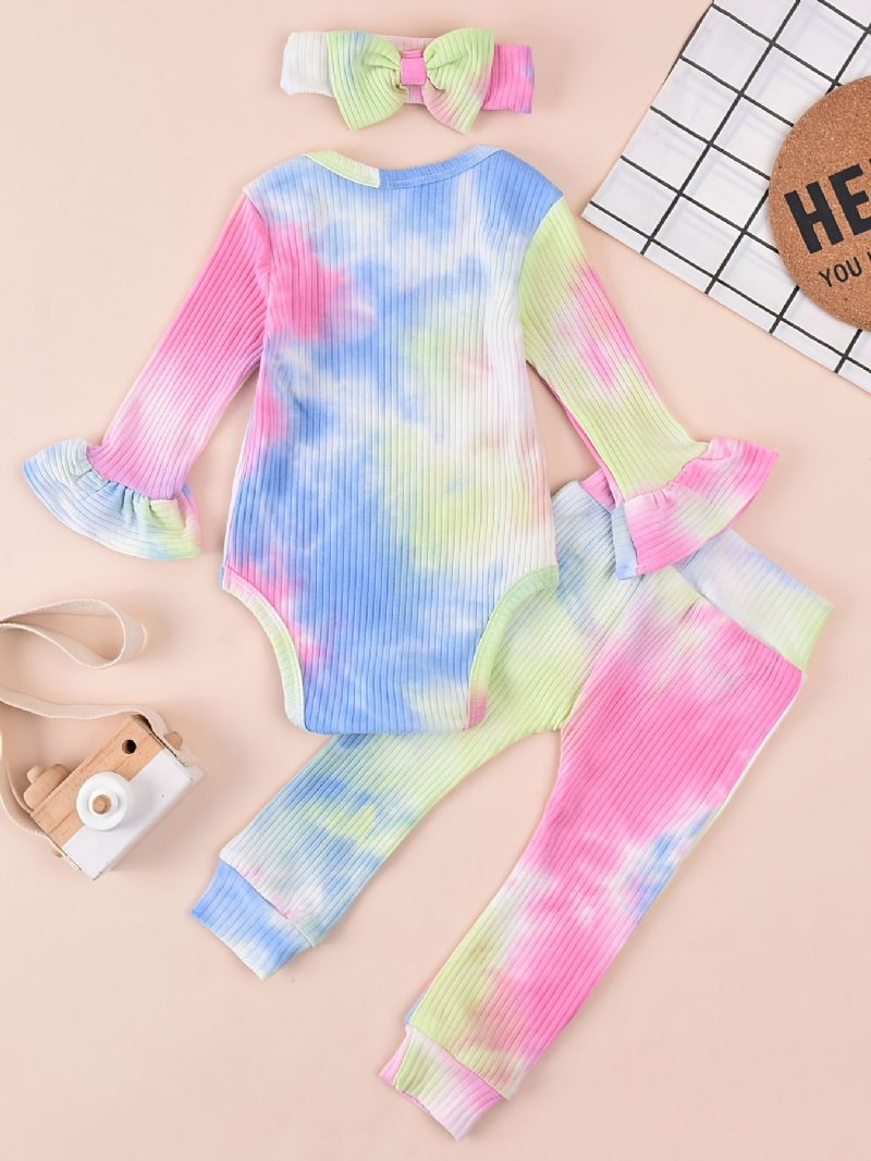 Piger Tie Dye Langærmet Bodysuit Bukser Sæt