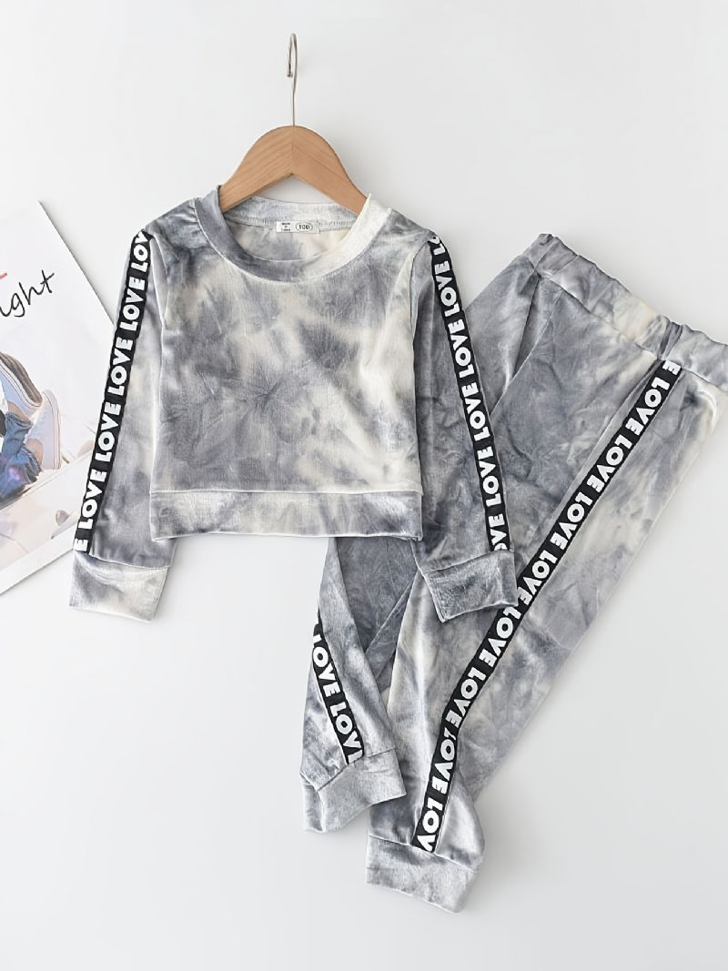 Piger Tie Dye Langærmet Sweatshirt + Joggingbukser Sæt Børnetøj