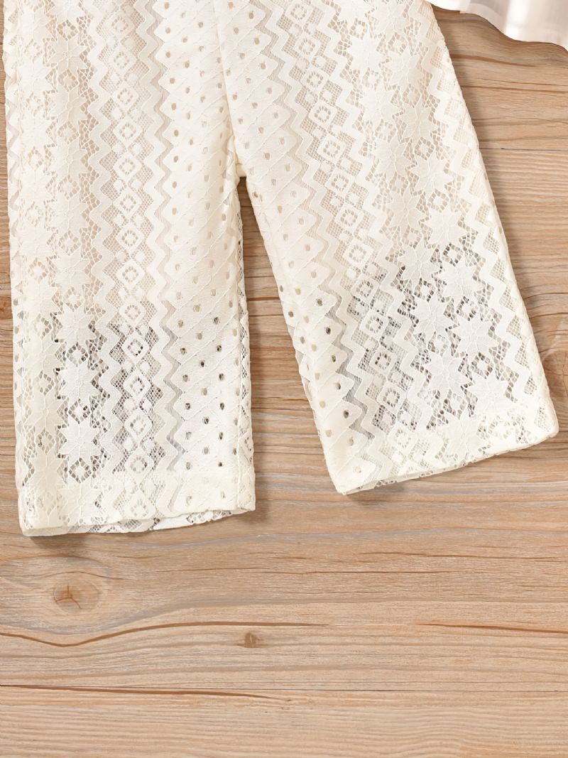 Piger White Lace Camisole + Wild Leg Pants Set Babytøj Outfit