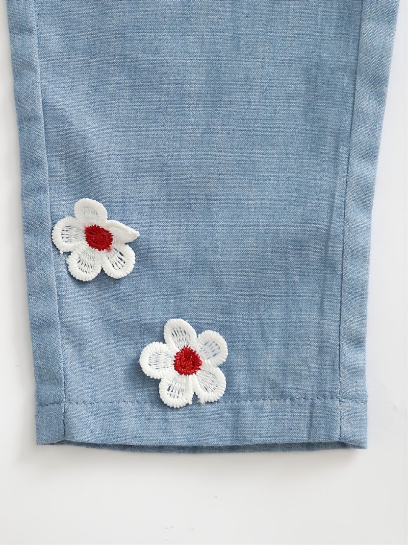 Toddler Piger Daisy Shirred Peplum Top & Appliques Jeanssæt