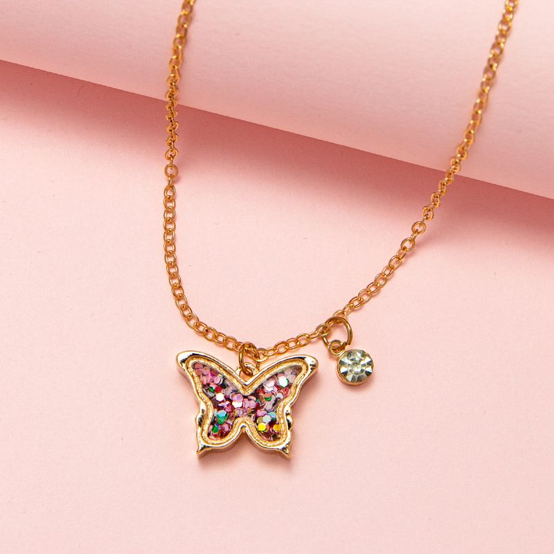 Børne Paillet Rhinestone Butterfly Halskæde