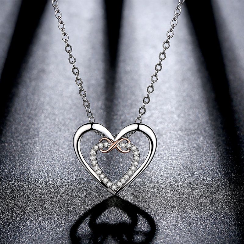 Infinity Heart Zircon Halskæde Til Kvinder Charms Smykker Gave Fødselsdagsgaver Til Kone Piger Hende