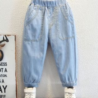 1 Stk Drenge Casual Denim Jeans Med Lomme Til Vinter