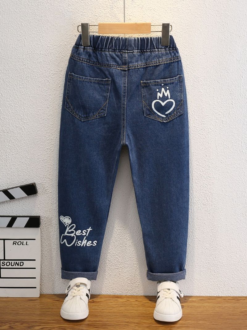 2023 Efterår Vinter Nye Børnetryk Denim Casual Jeans