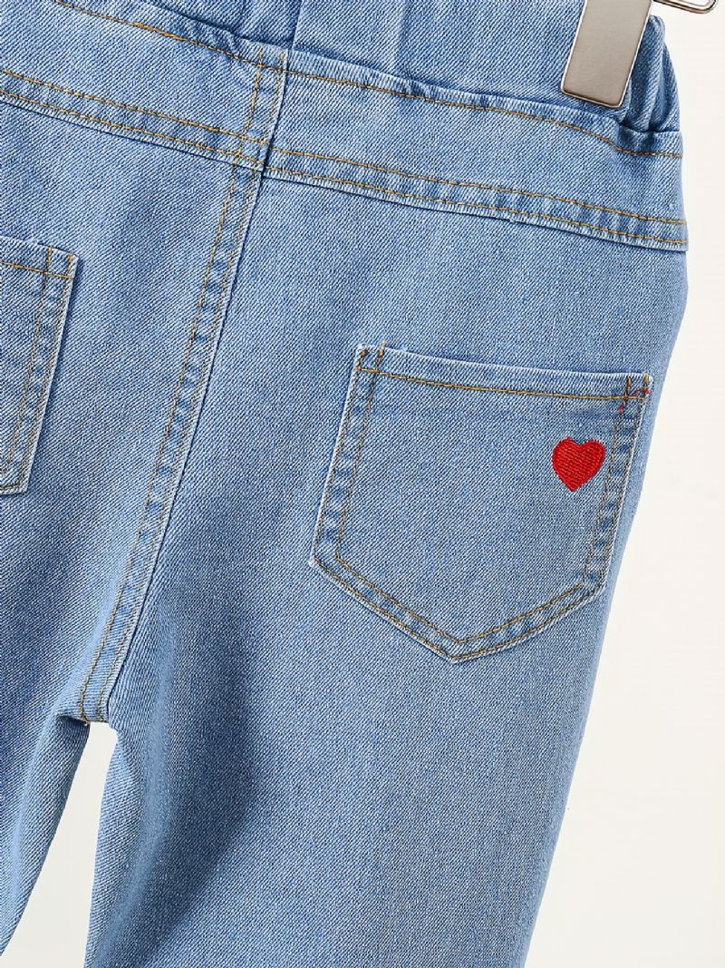 Babypiger Denim Casual Jeans Broderi Forår Efterår