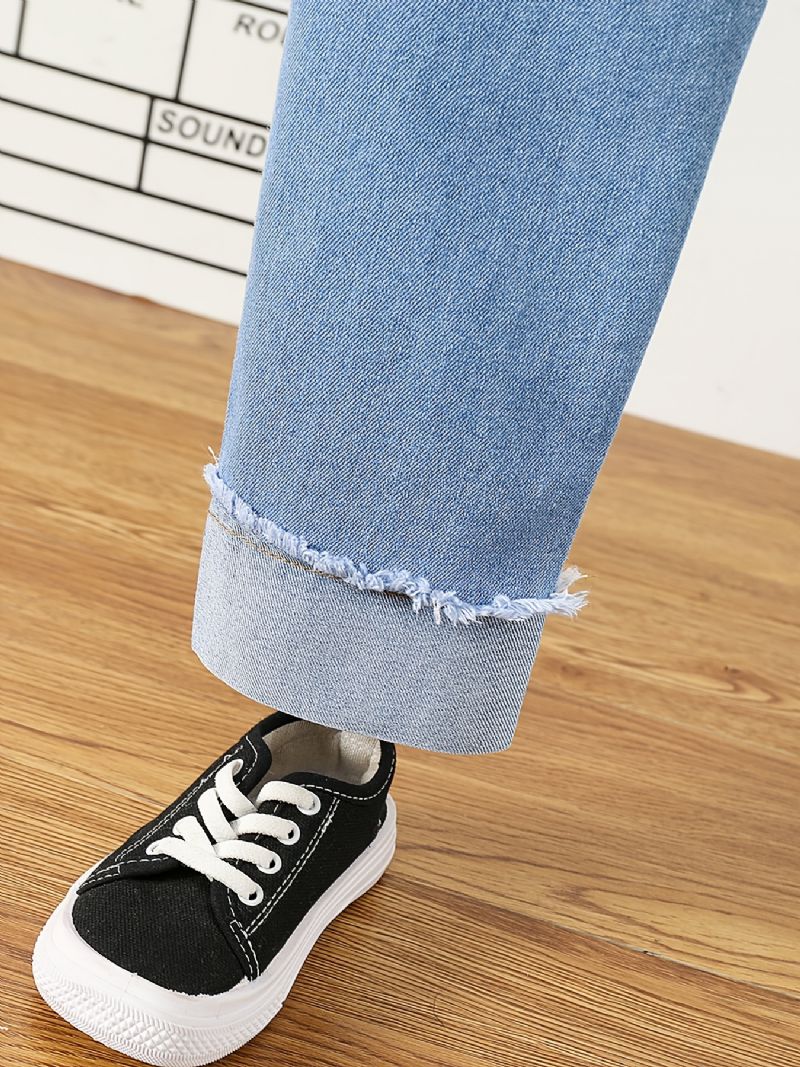 Babypiger Denim Casual Jeans Broderi Forår Efterår