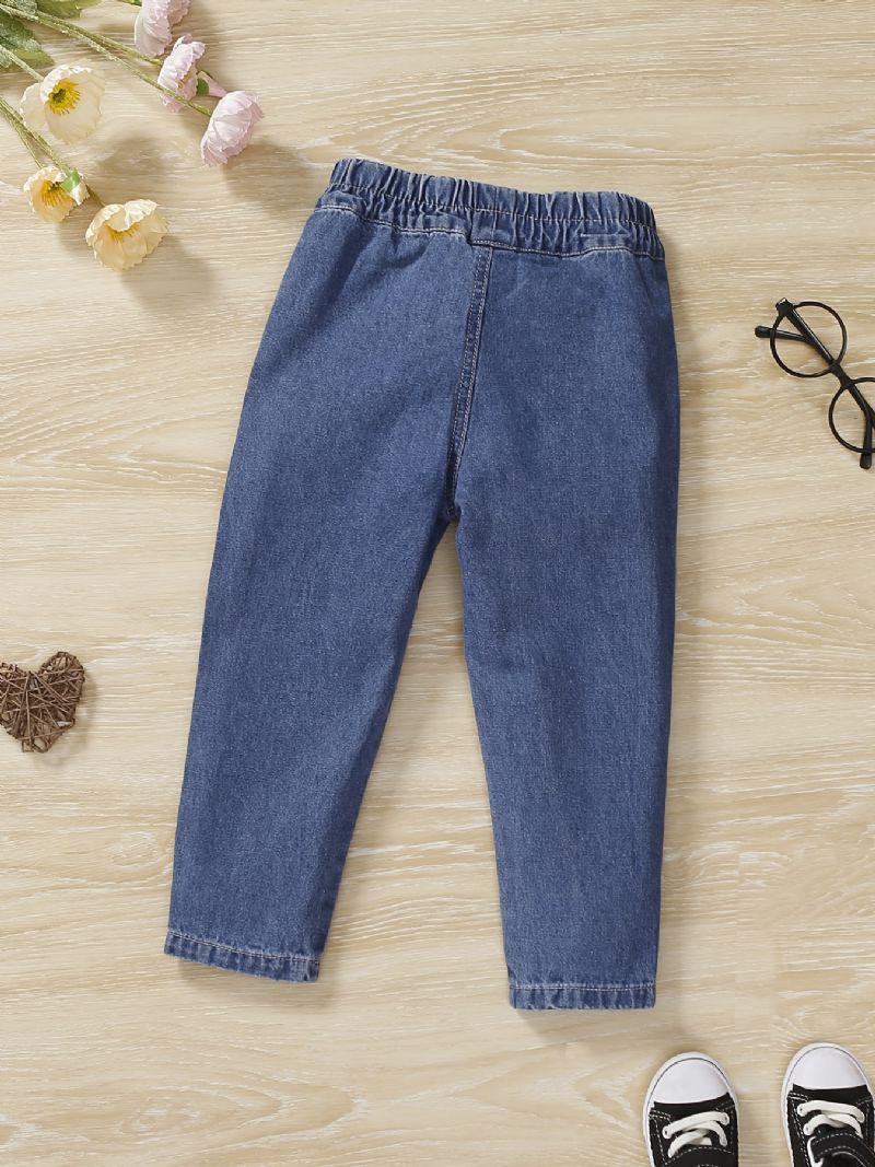 Babypiger Jeans Casual Heart Brodery Bukser Børnetøj