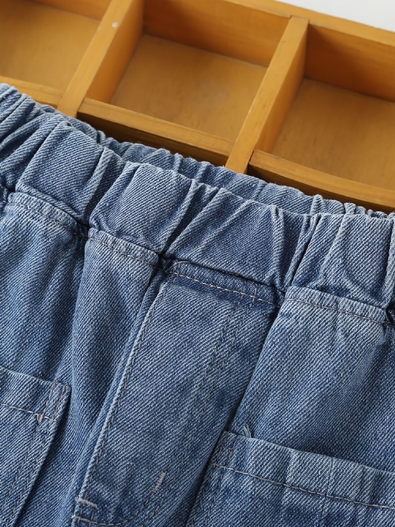 Børn Teenagere Piger Jeans Med Brede Ben Med Elastisk Linning Og Lommer