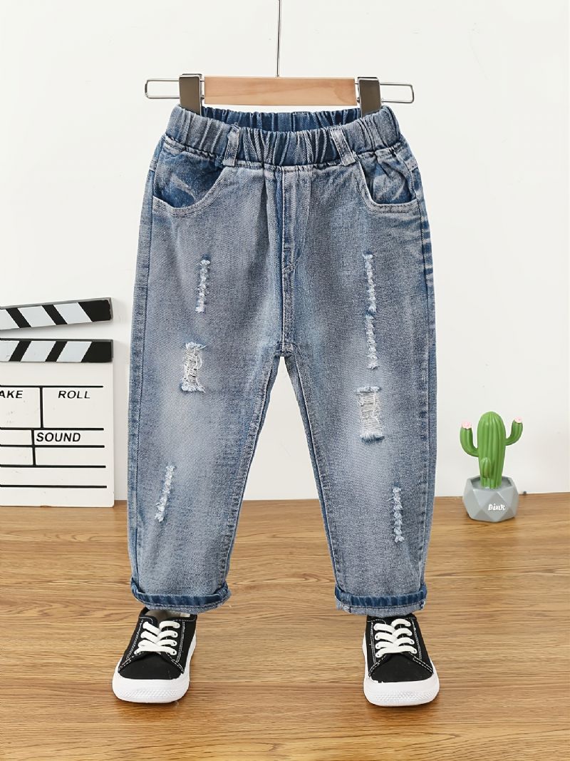 Børne Denim Casual Ripped Jeans Forår Efterår